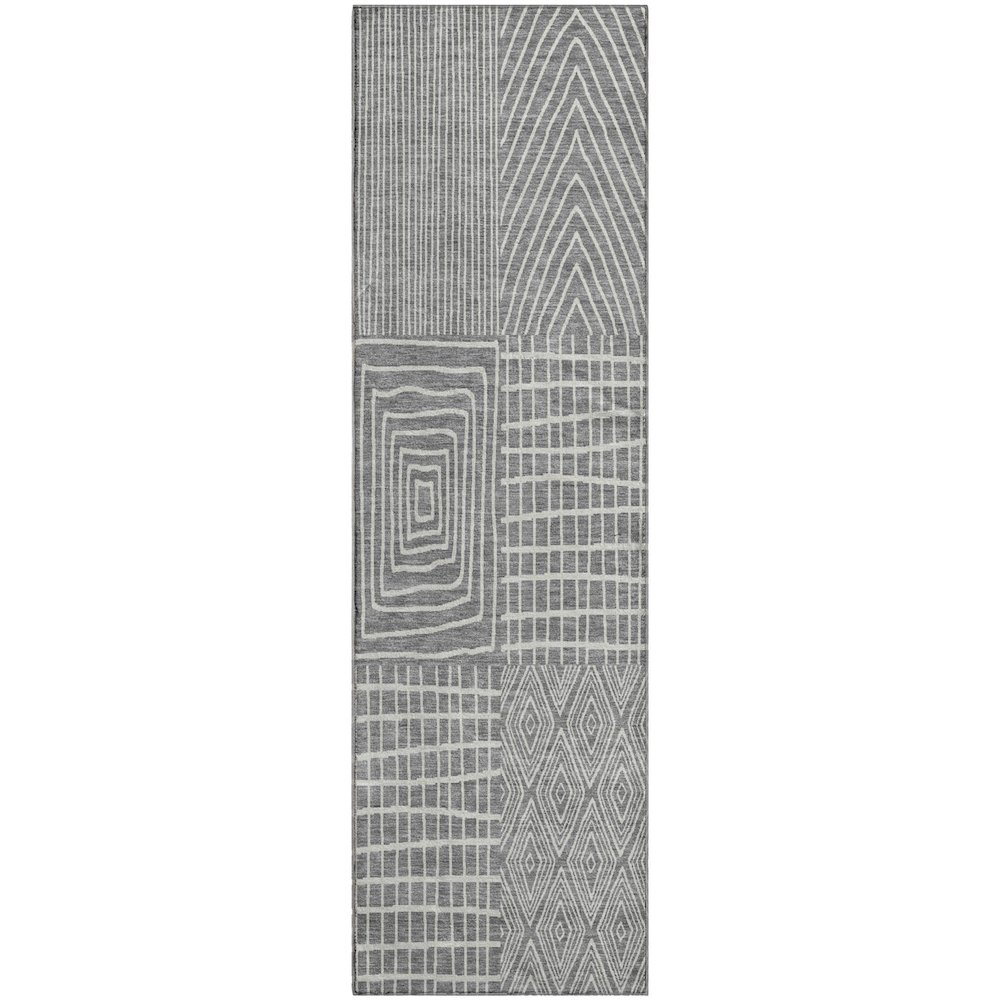 Premium Machine Washable Mayfield AMF990 Gray 2'3" x 7'6" Runner Rug. Picture 1
