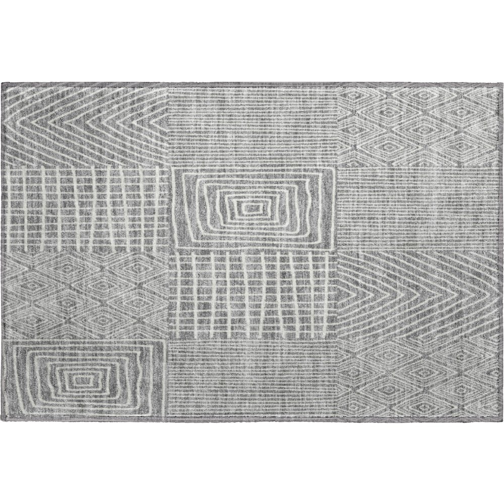 Premium Machine Washable Mayfield AMF990 Gray 1'8" x 2'6" Rug. Picture 1