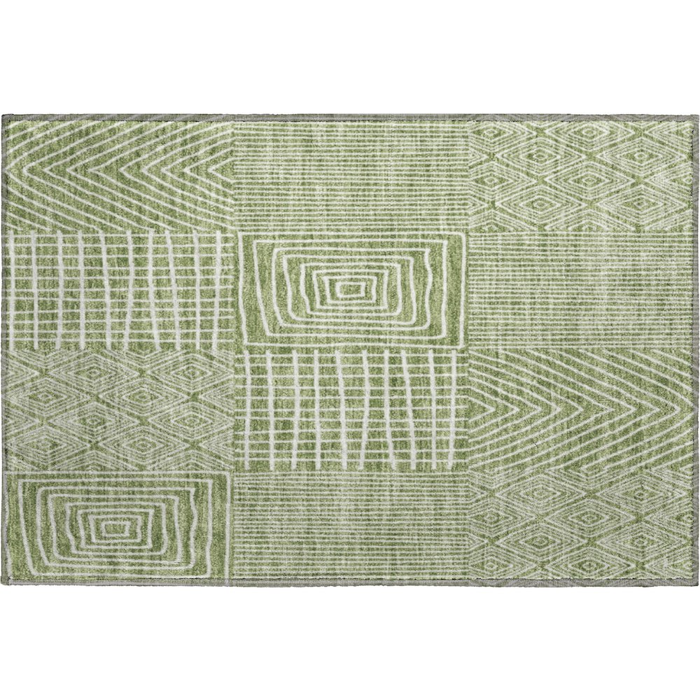 Premium Machine Washable Mayfield AMF990 Green 1'8" x 2'6" Rug. Picture 1