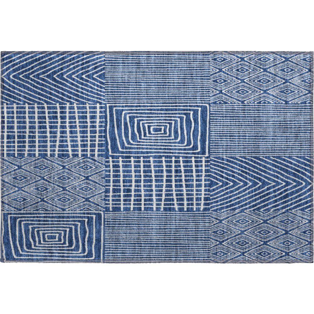 Premium Machine Washable Mayfield AMF990 Navy 1'8" x 2'6" Rug. Picture 1