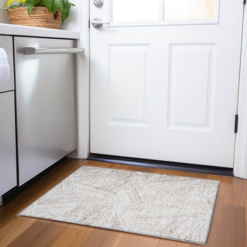 Premium Machine Washable Mayfield AMF991 Beige 1'8" x 2'6" Rug. Picture 5
