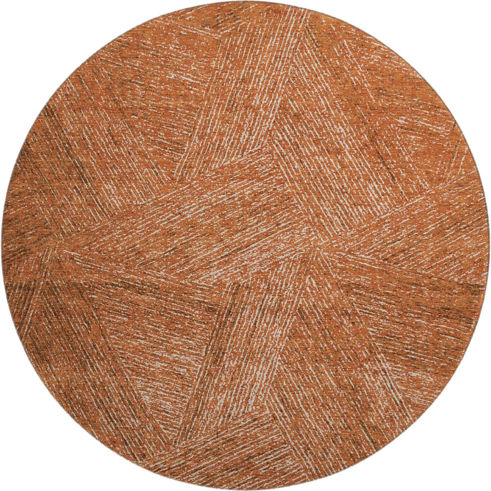 Premium Machine Washable Mayfield AMF991 Copper 8' x 8' Round Rug. Picture 1