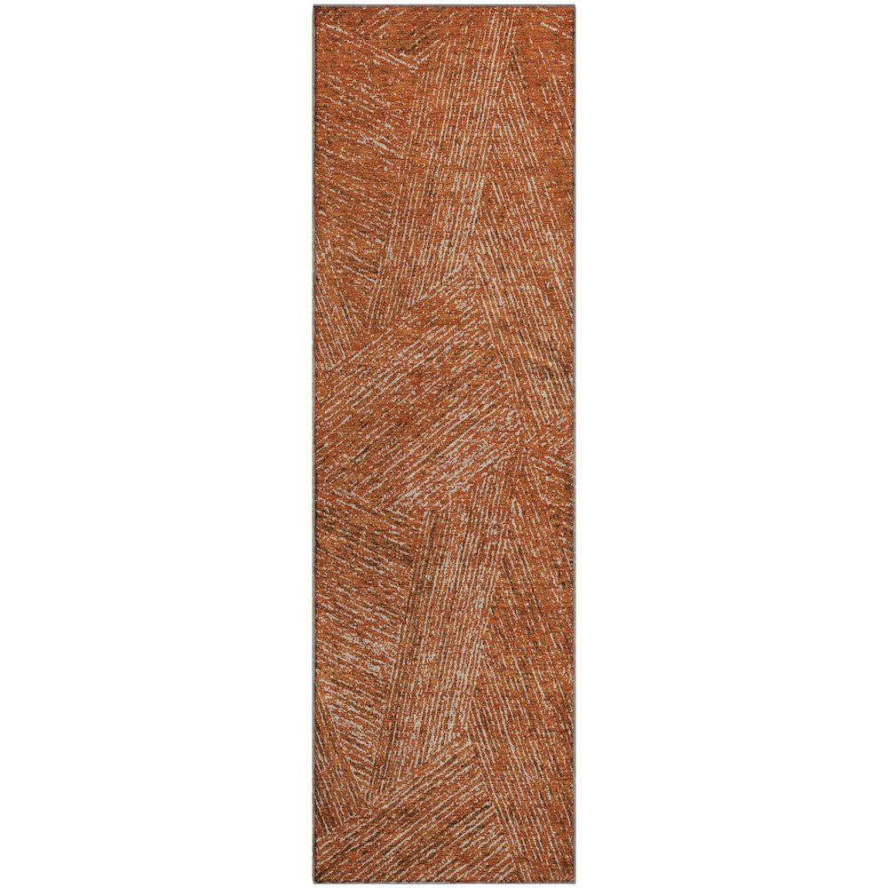 Premium Machine Washable Mayfield AMF991 Copper 2'3" x 7'6" Runner Rug. Picture 1
