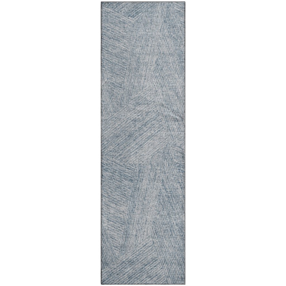 Premium Machine Washable Mayfield AMF991 Denim 2'3" x 7'6" Runner Rug. Picture 1