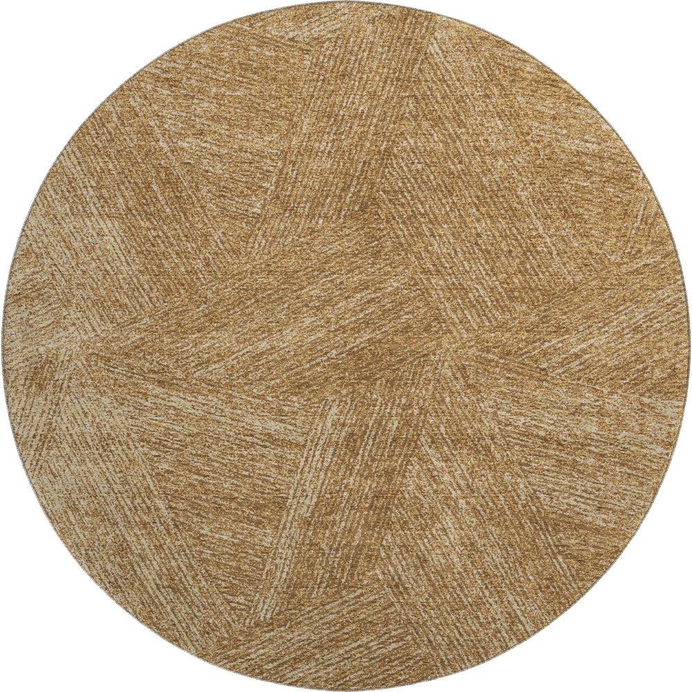 Premium Machine Washable Mayfield AMF991 Gold 8' x 8' Round Rug. Picture 1