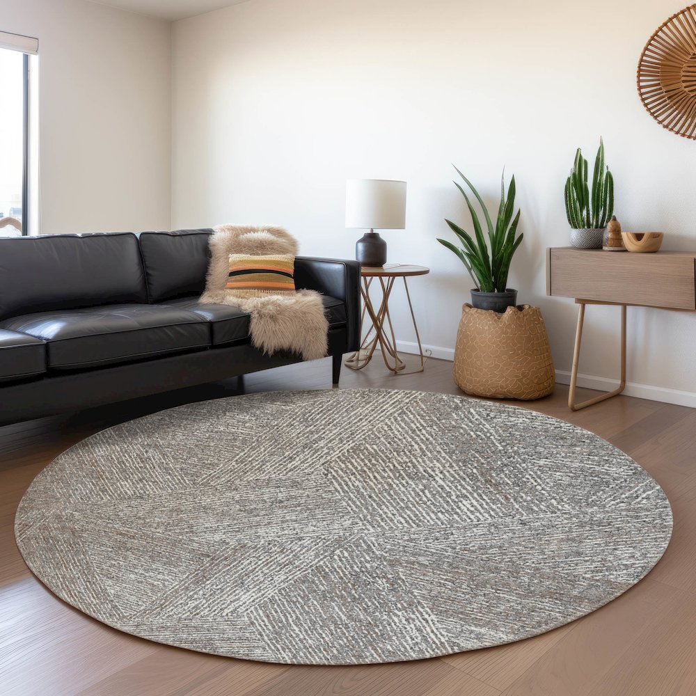 Premium Machine Washable Mayfield AMF991 Gray 8' x 8' Round Rug. Picture 5