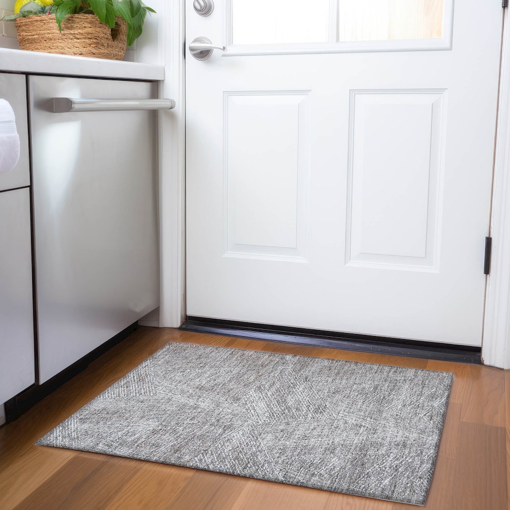 Premium Machine Washable Mayfield AMF991 Gray 1'8" x 2'6" Rug. Picture 5