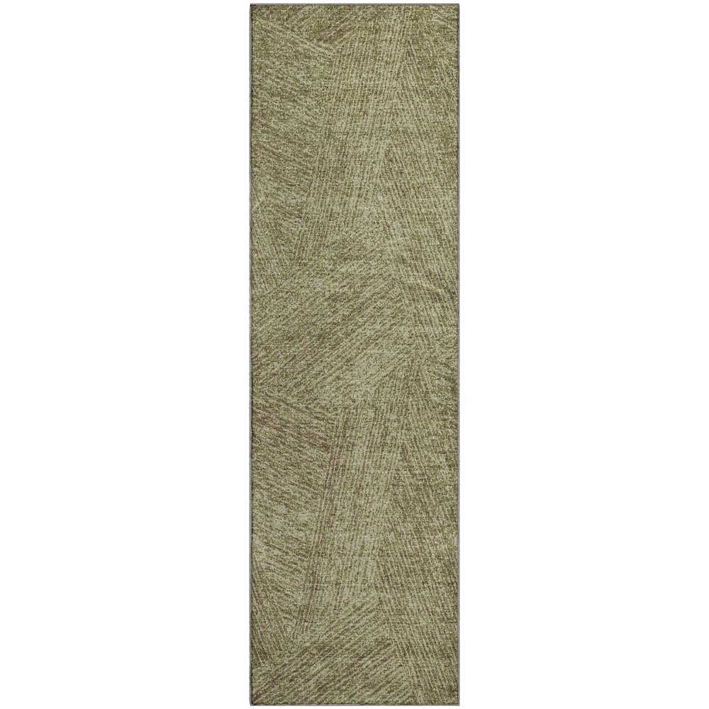 Premium Machine Washable Mayfield AMF991 Green 2'3" x 7'6" Runner Rug. Picture 1