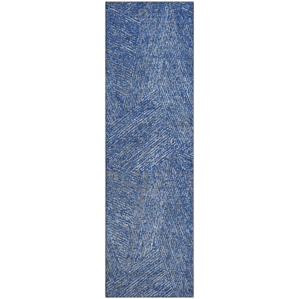 Premium Machine Washable Mayfield AMF991 Navy 2'3" x 7'6" Runner Rug. Picture 1