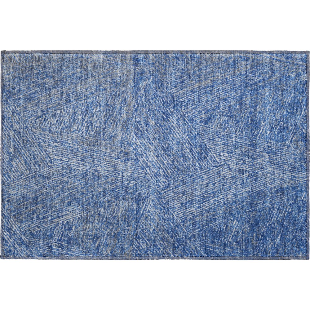 Premium Machine Washable Mayfield AMF991 Navy 1'8" x 2'6" Rug. Picture 1