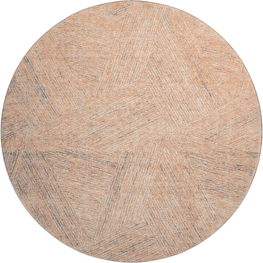 Premium Machine Washable Mayfield AMF991 Peach 8' x 8' Round Rug. Picture 1