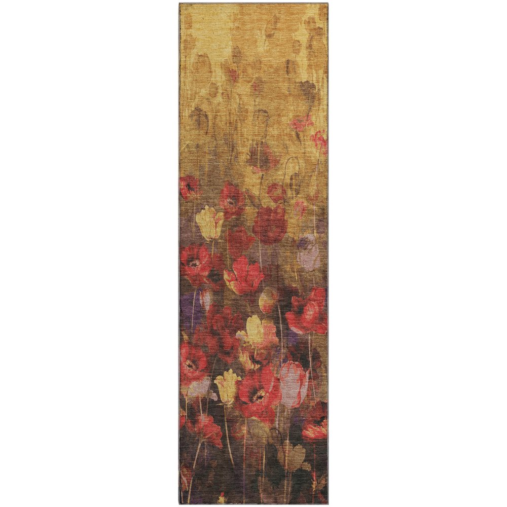 Premium Machine Washable Mayfield AMF992 Gold 2'3" x 7'6" Runner Rug. Picture 1