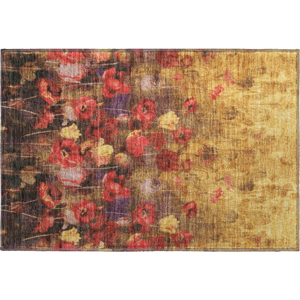 Premium Machine Washable Mayfield AMF992 Gold 1'8" x 2'6" Rug. Picture 1