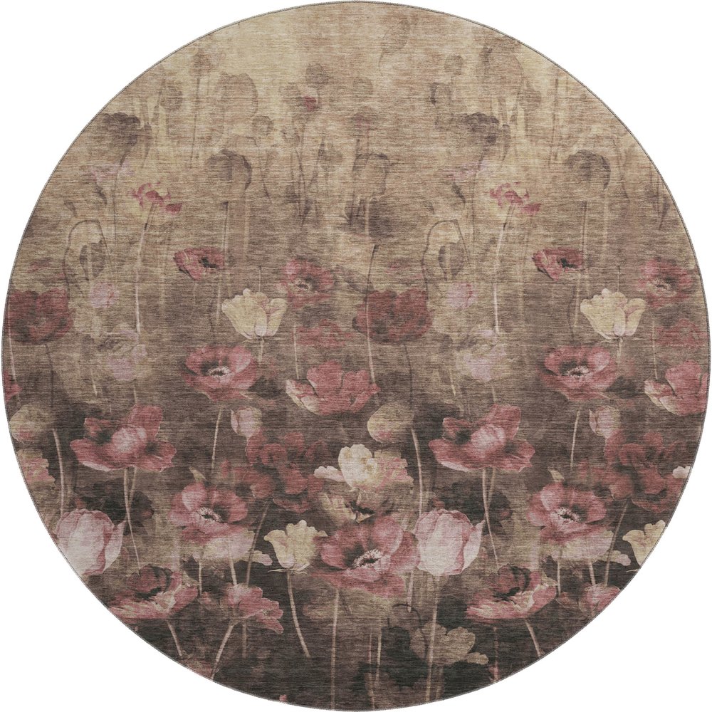 Premium Machine Washable Mayfield AMF992 Taupe 8' x 8' Round Rug. Picture 1