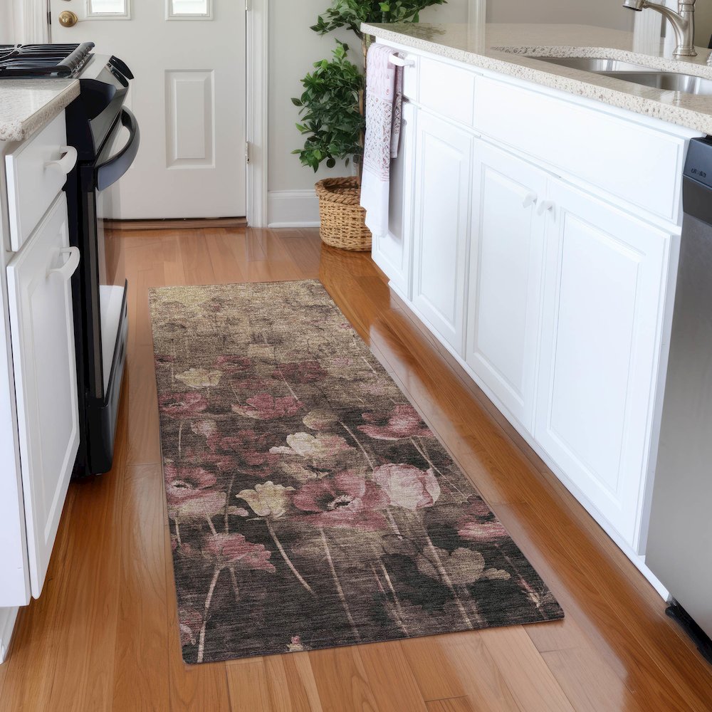 Premium Machine Washable Mayfield AMF992 Taupe 2'3" x 7'6" Runner Rug. Picture 5