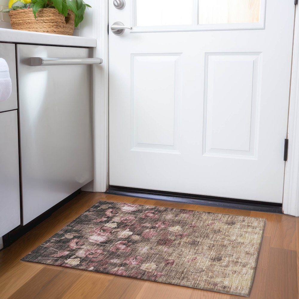 Premium Machine Washable Mayfield AMF992 Taupe 1'8" x 2'6" Rug. Picture 5