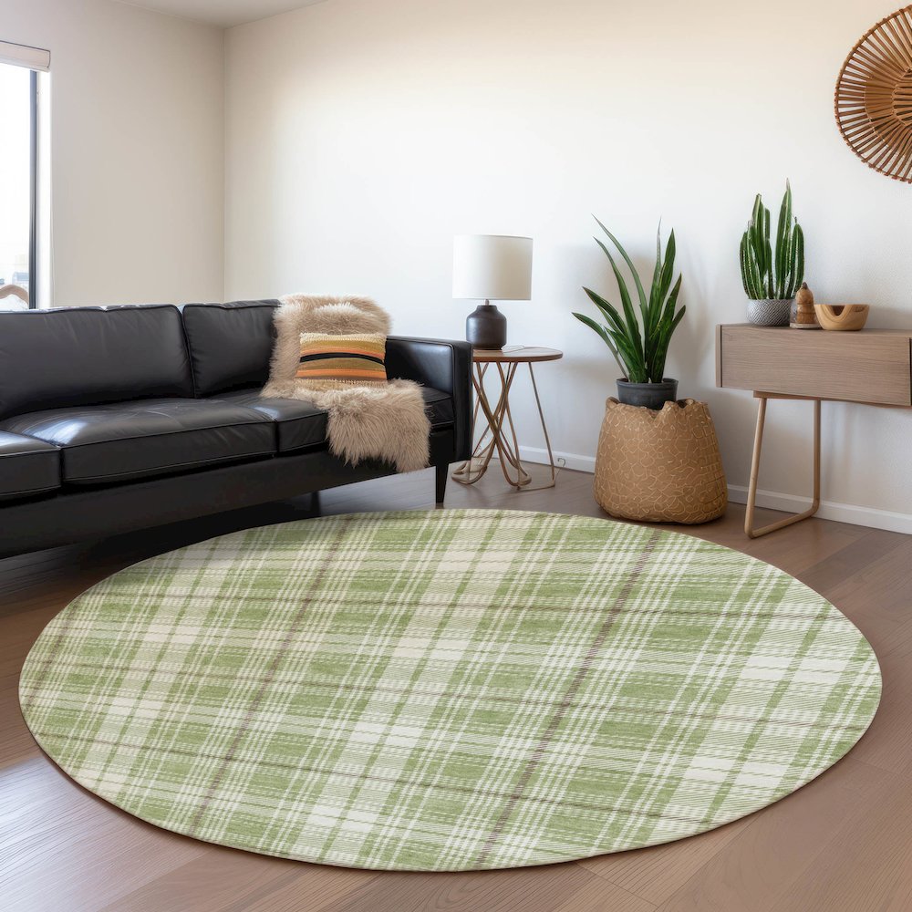 Premium Machine Washable Mayfield AMF993 Aloe 8' x 8' Round Rug. Picture 5
