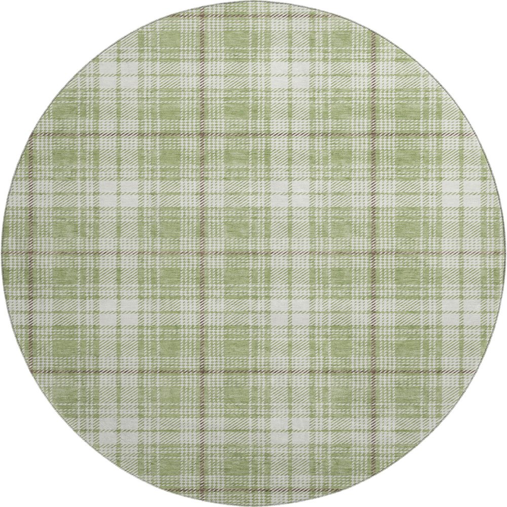 Premium Machine Washable Mayfield AMF993 Aloe 8' x 8' Round Rug. Picture 1