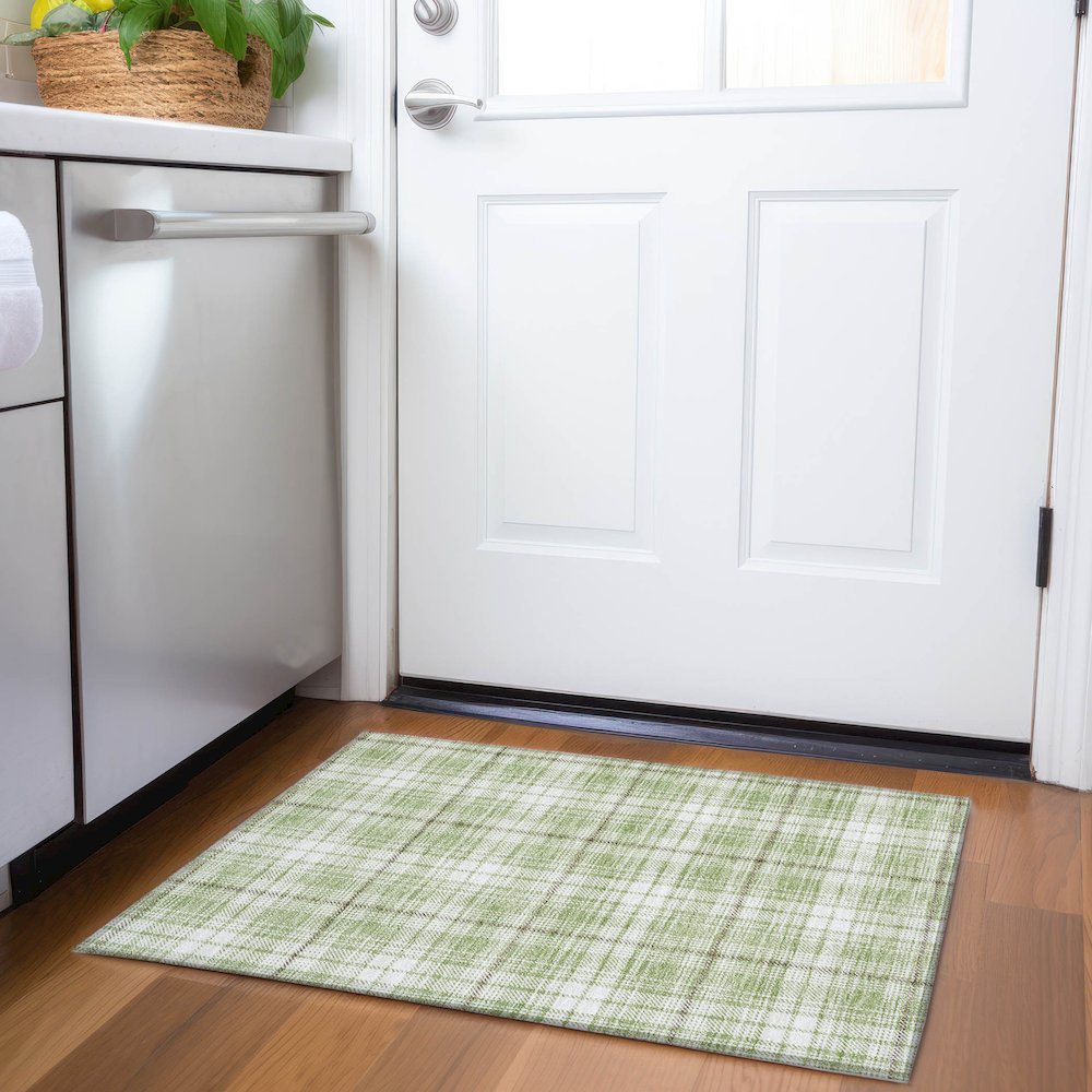 Premium Machine Washable Mayfield AMF993 Aloe 1'8" x 2'6" Rug. Picture 5