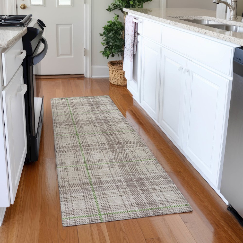Premium Machine Washable Mayfield AMF993 Beige 2'3" x 7'6" Runner Rug. Picture 5