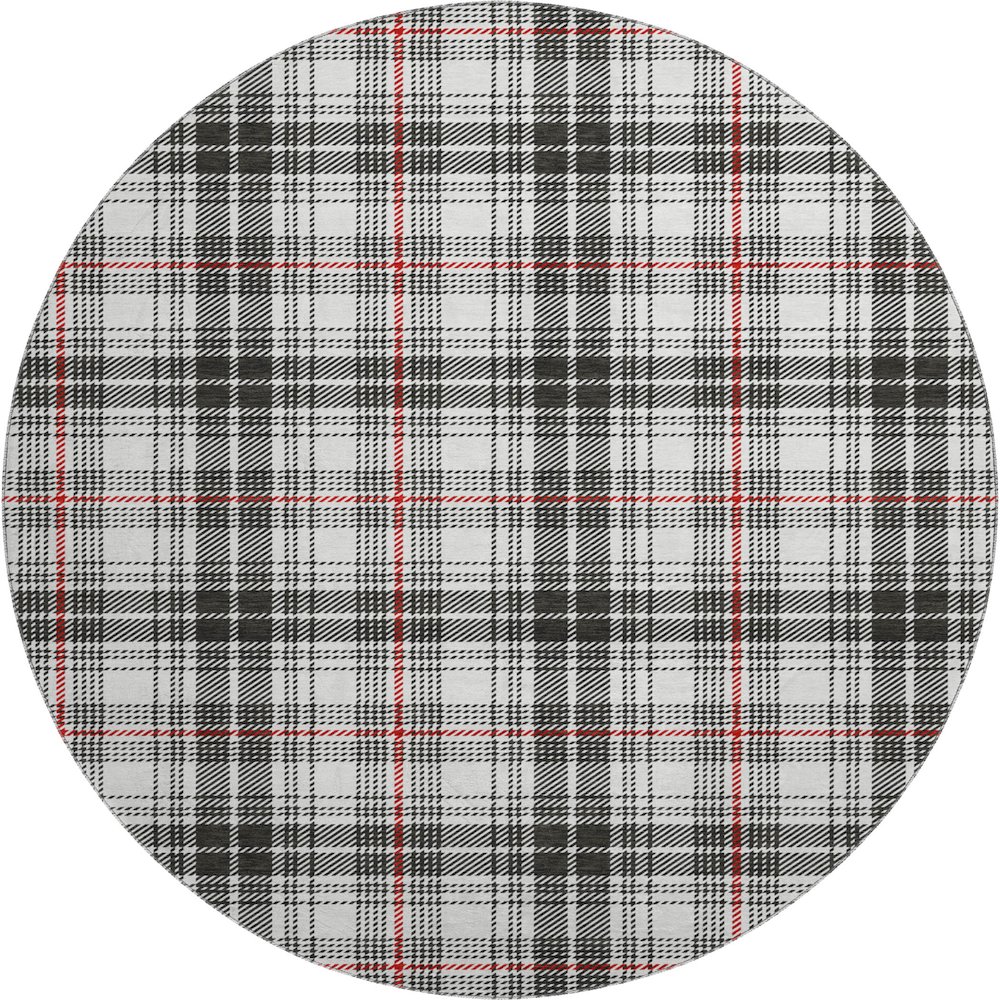 Premium Machine Washable Mayfield AMF993 Black 8' x 8' Round Rug. Picture 1