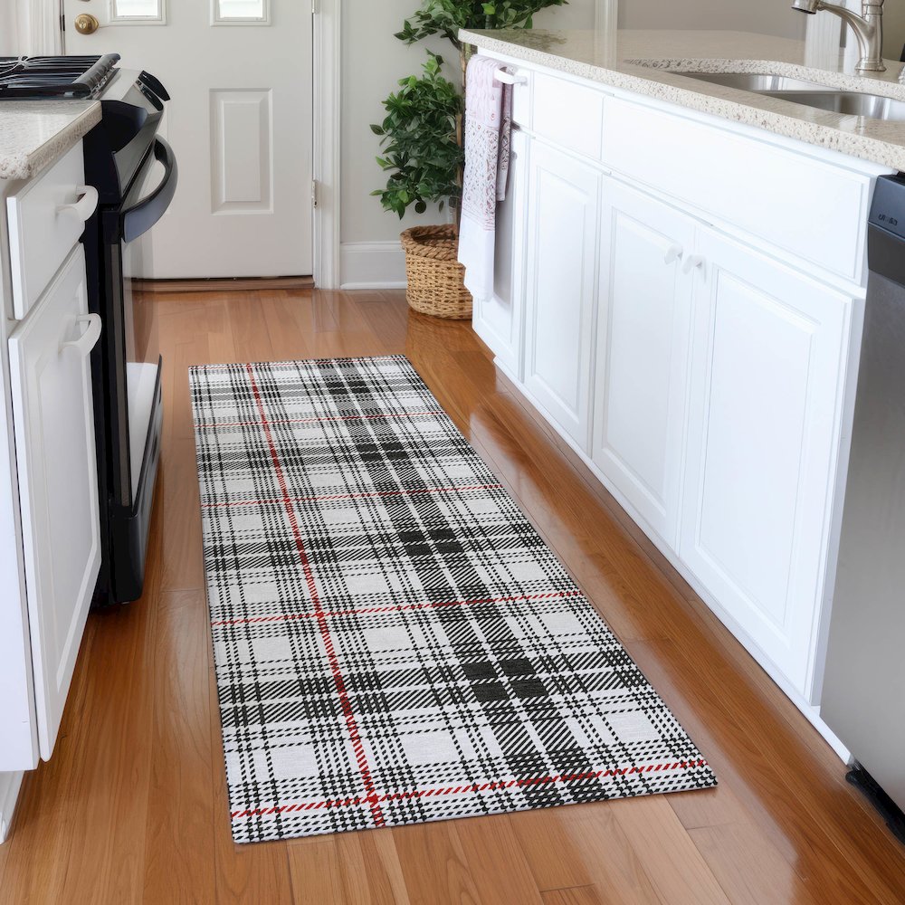 Premium Machine Washable Mayfield AMF993 Black 2'3" x 7'6" Runner Rug. Picture 5
