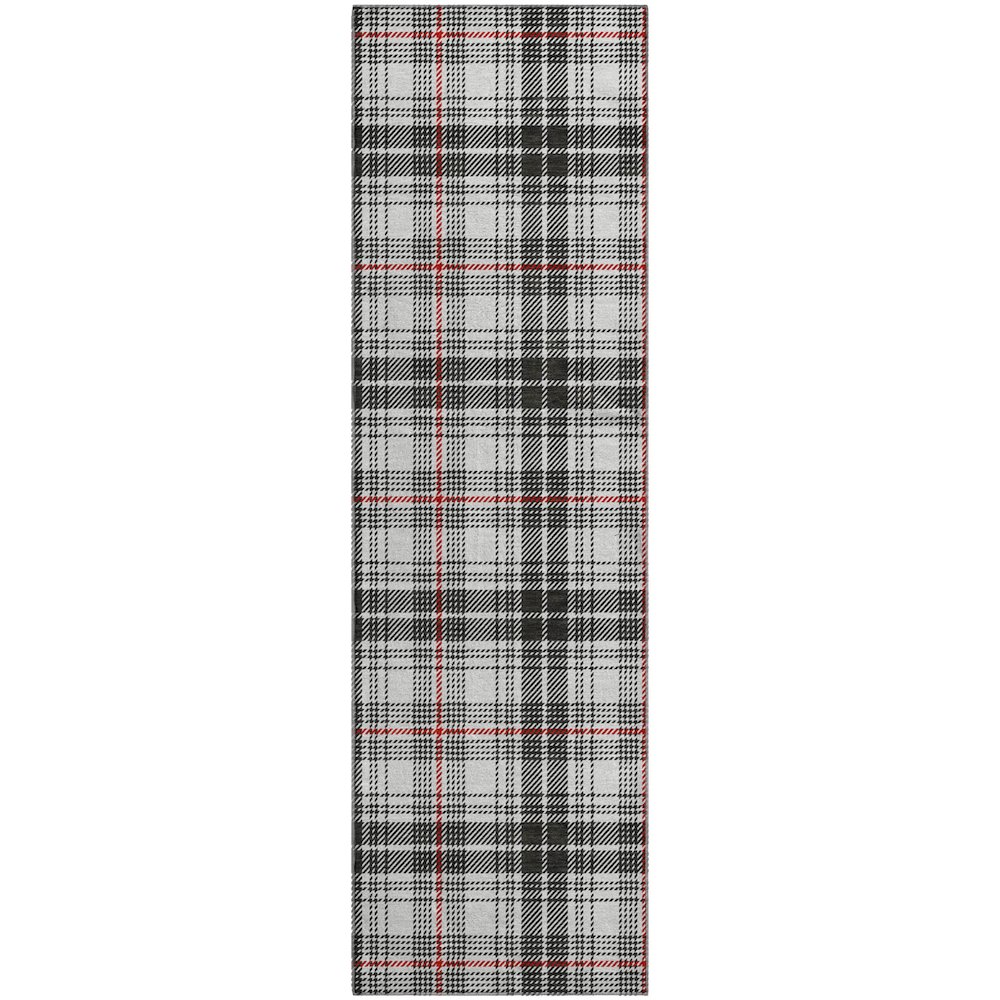 Premium Machine Washable Mayfield AMF993 Black 2'3" x 7'6" Runner Rug. Picture 1