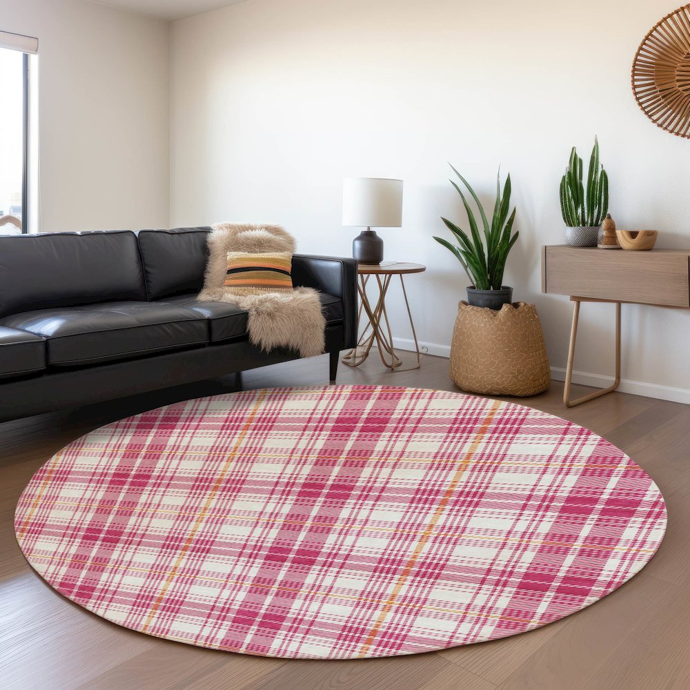 Premium Machine Washable Mayfield AMF993 Blush 8' x 8' Round Rug. Picture 5