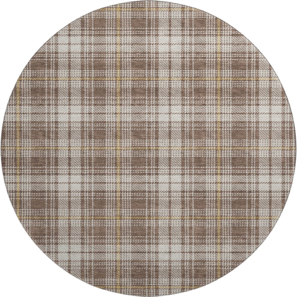 Premium Machine Washable Mayfield AMF993 Brown 8' x 8' Round Rug. Picture 1
