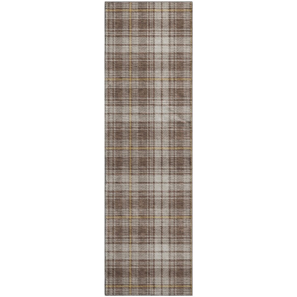 Premium Machine Washable Mayfield AMF993 Brown 2'3" x 7'6" Runner Rug. Picture 1
