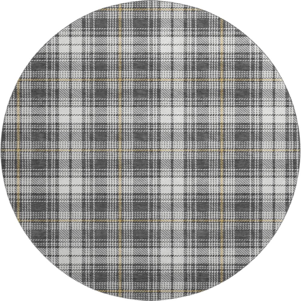 Premium Machine Washable Mayfield AMF993 Charcoal 8' x 8' Round Rug. Picture 1