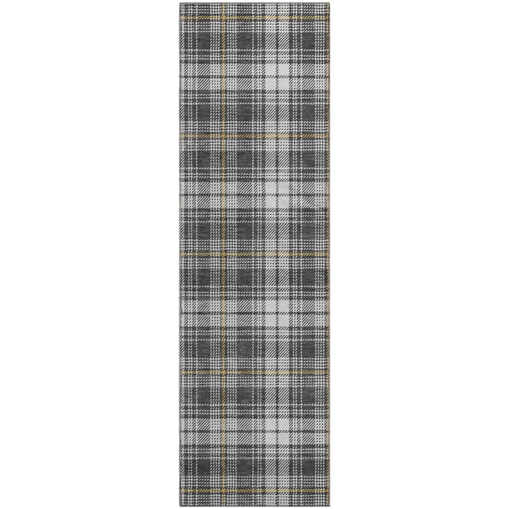 Premium Machine Washable Mayfield AMF993 Charcoal 2'3" x 7'6" Runner Rug. Picture 1