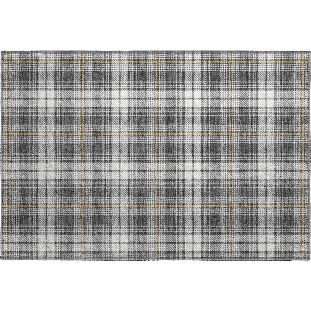 Premium Machine Washable Mayfield AMF993 Charcoal 1'8" x 2'6" Rug. Picture 1