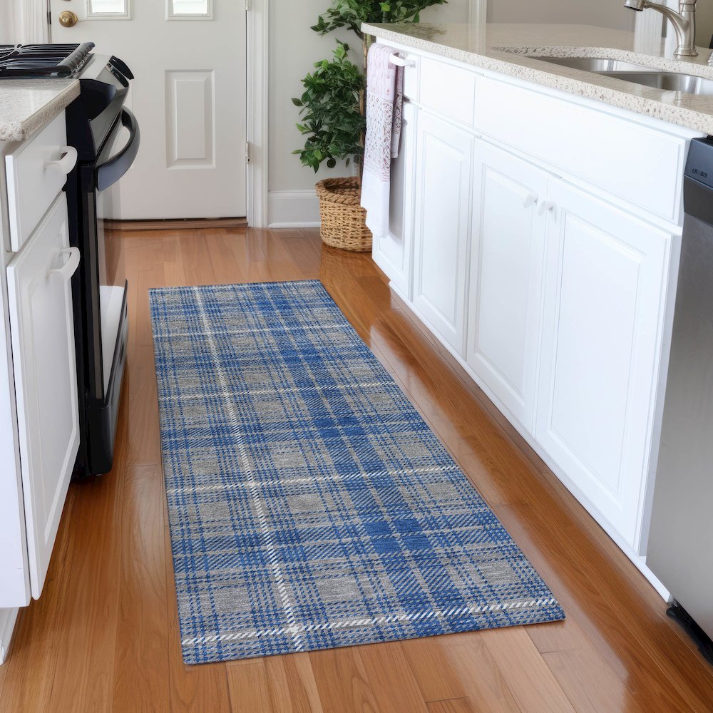 Premium Machine Washable Mayfield AMF993 Gray 2'3" x 7'6" Runner Rug. Picture 5