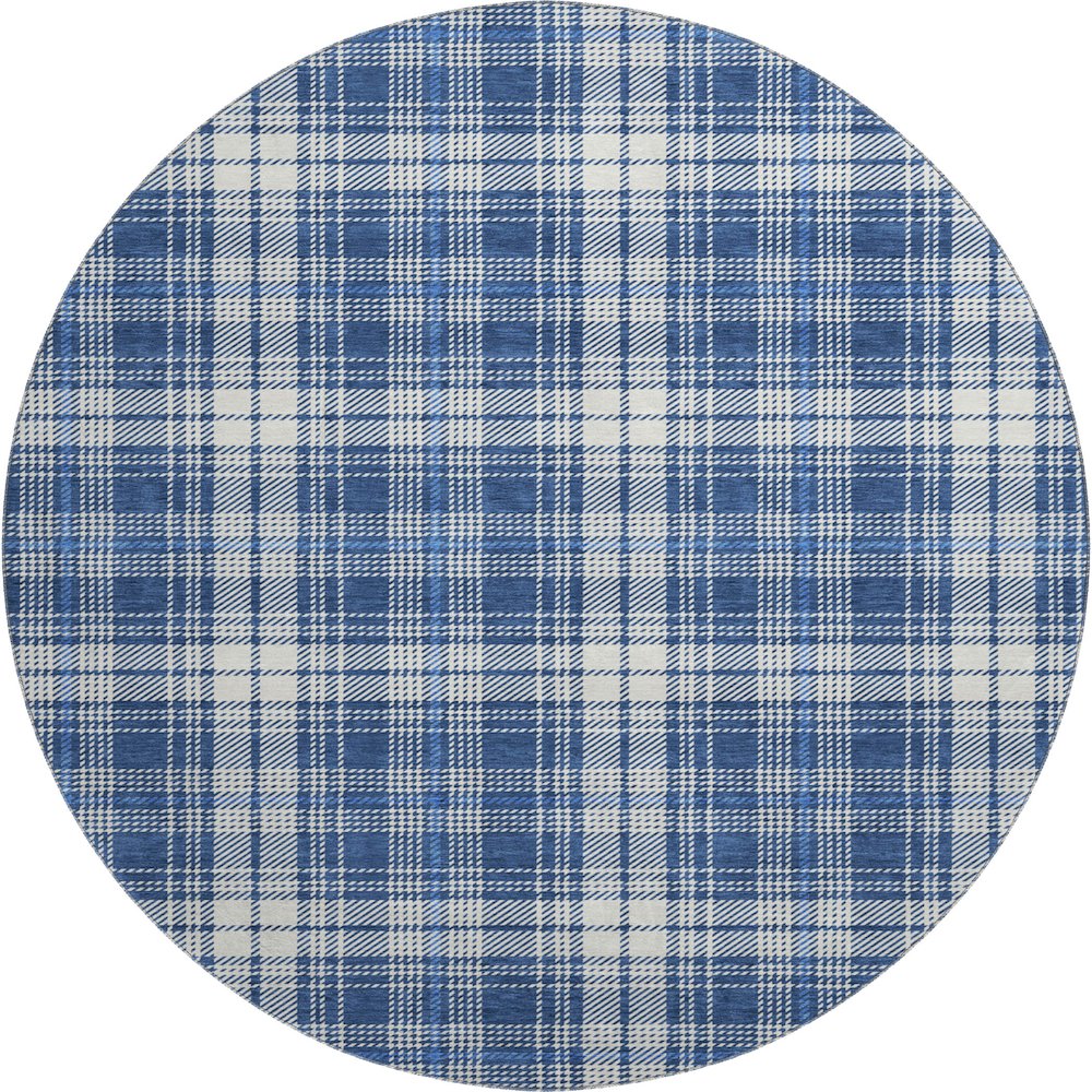 Premium Machine Washable Mayfield AMF993 Navy 8' x 8' Round Rug. Picture 1
