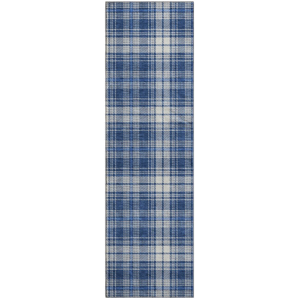 Premium Machine Washable Mayfield AMF993 Navy 2'3" x 7'6" Runner Rug. Picture 1