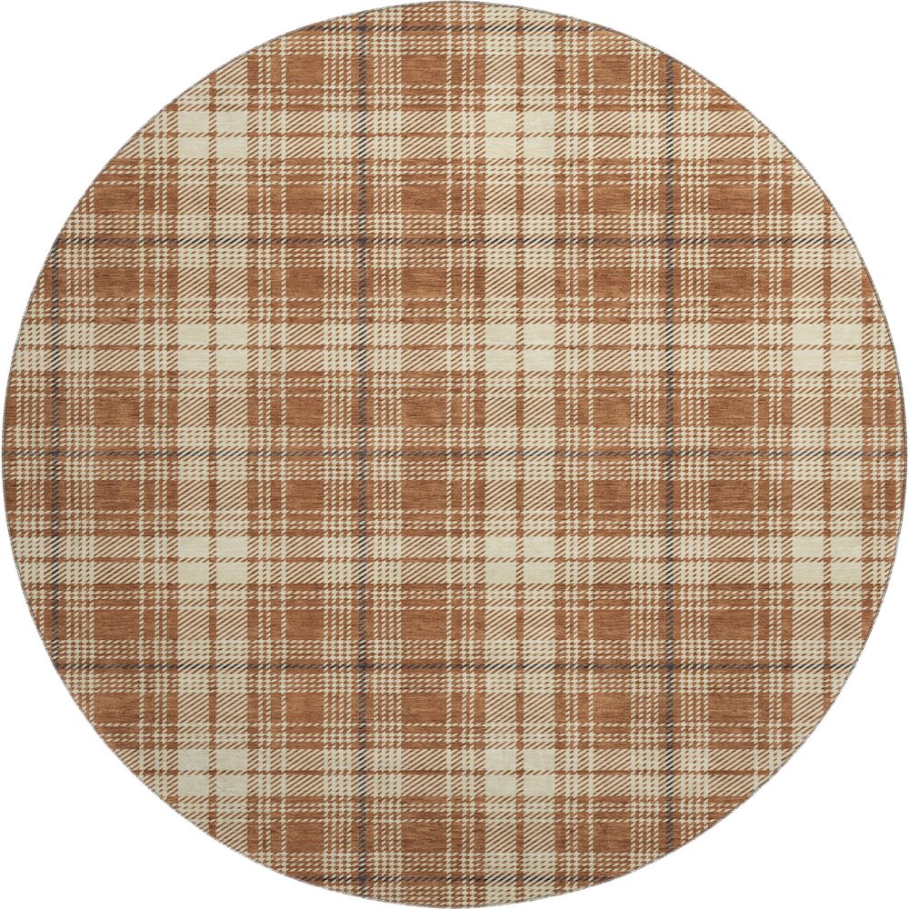 Premium Machine Washable Mayfield AMF993 Paprika 8' x 8' Round Rug. Picture 1