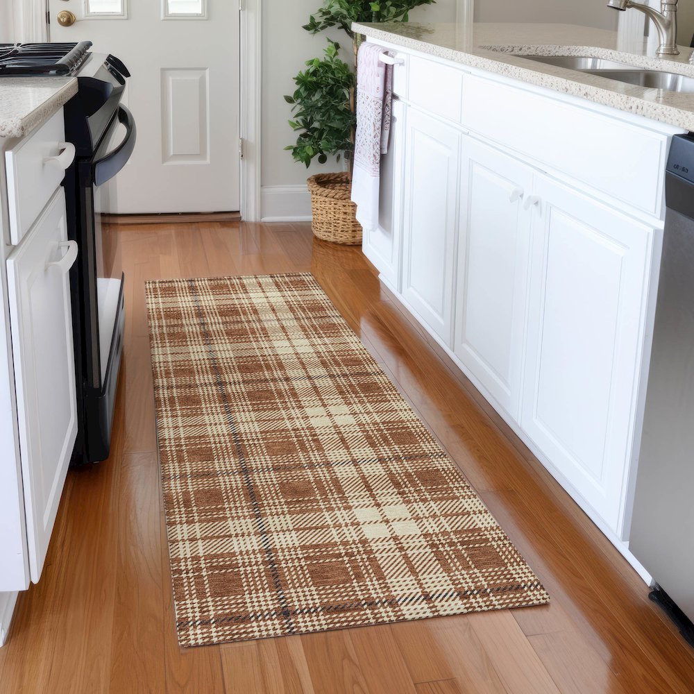 Premium Machine Washable Mayfield AMF993 Paprika 2'3" x 7'6" Runner Rug. Picture 5