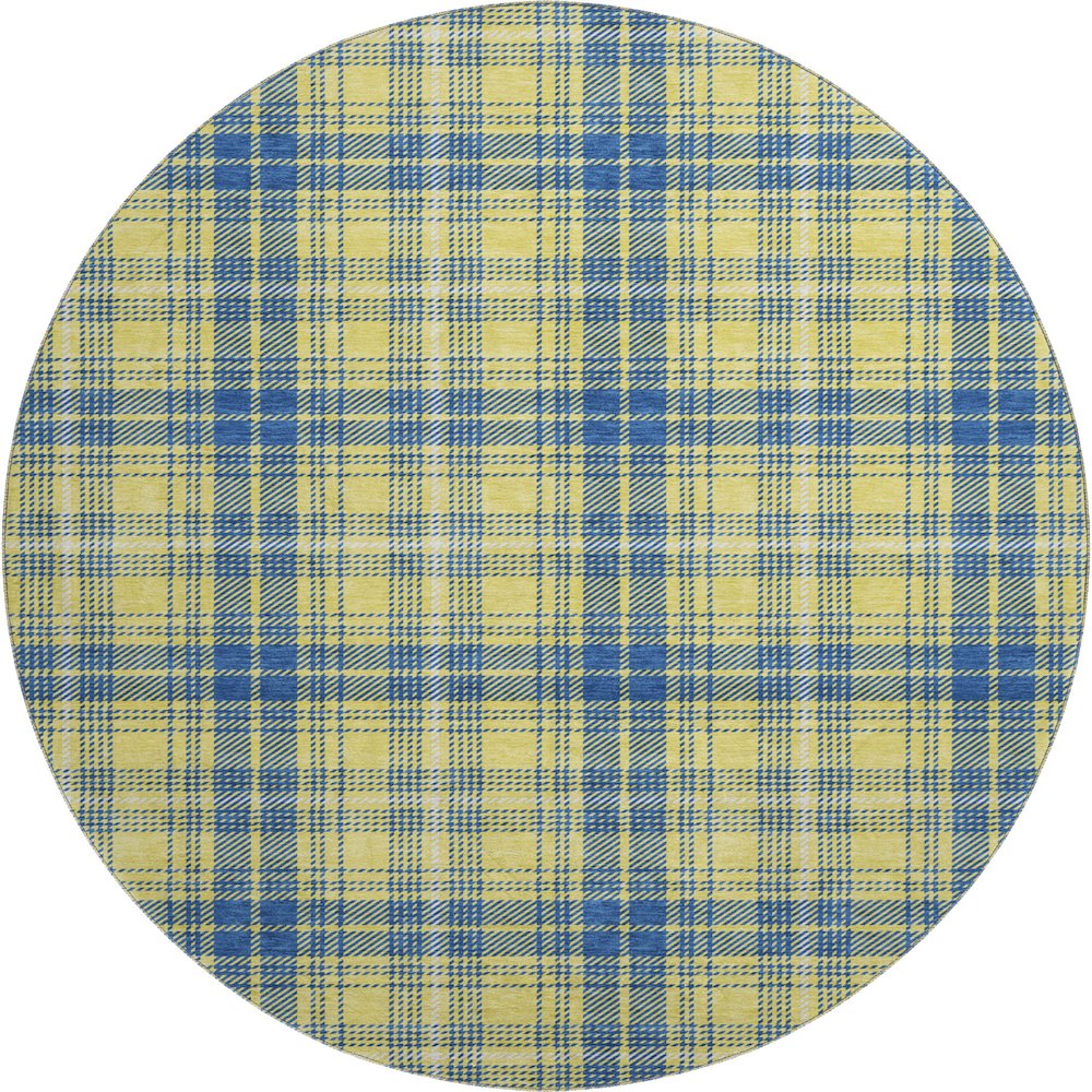 Premium Machine Washable Mayfield AMF993 Yellow 8' x 8' Round Rug. Picture 1
