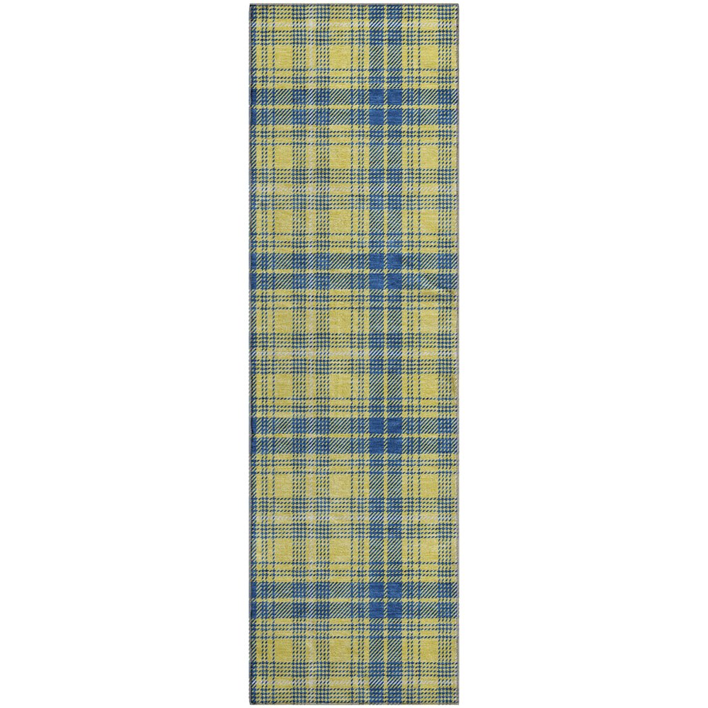 Premium Machine Washable Mayfield AMF993 Yellow 2'3" x 7'6" Runner Rug. Picture 1