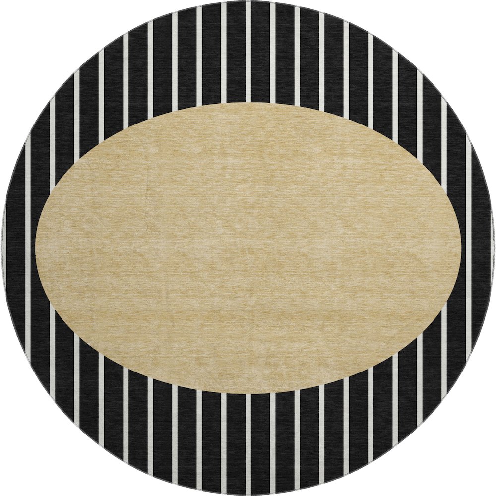 Premium Machine Washable Mayfield AMF994 Black 8' x 8' Round Rug. Picture 1