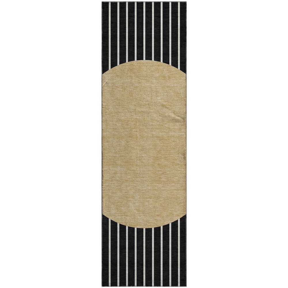 Premium Machine Washable Mayfield AMF994 Black 2'3" x 7'6" Runner Rug. Picture 1