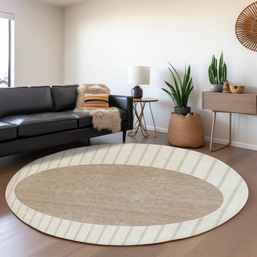 Premium Machine Washable Mayfield AMF994 Ivory 8' x 8' Round Rug. Picture 5