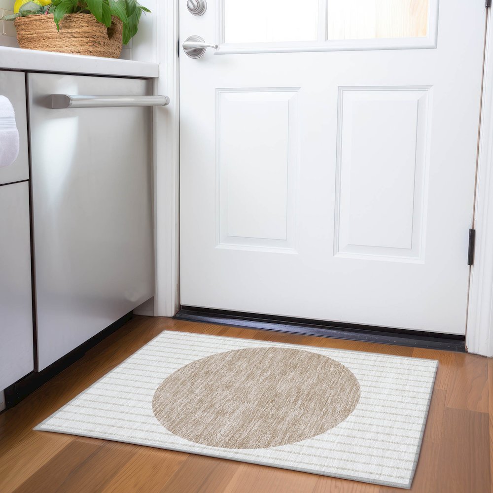 Premium Machine Washable Mayfield AMF994 Ivory 1'8" x 2'6" Rug. Picture 5