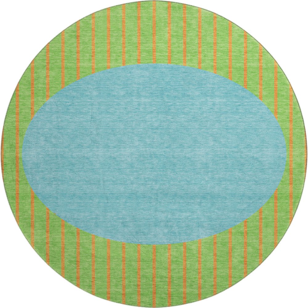 Premium Machine Washable Mayfield AMF994 Lime 8' x 8' Round Rug. Picture 1
