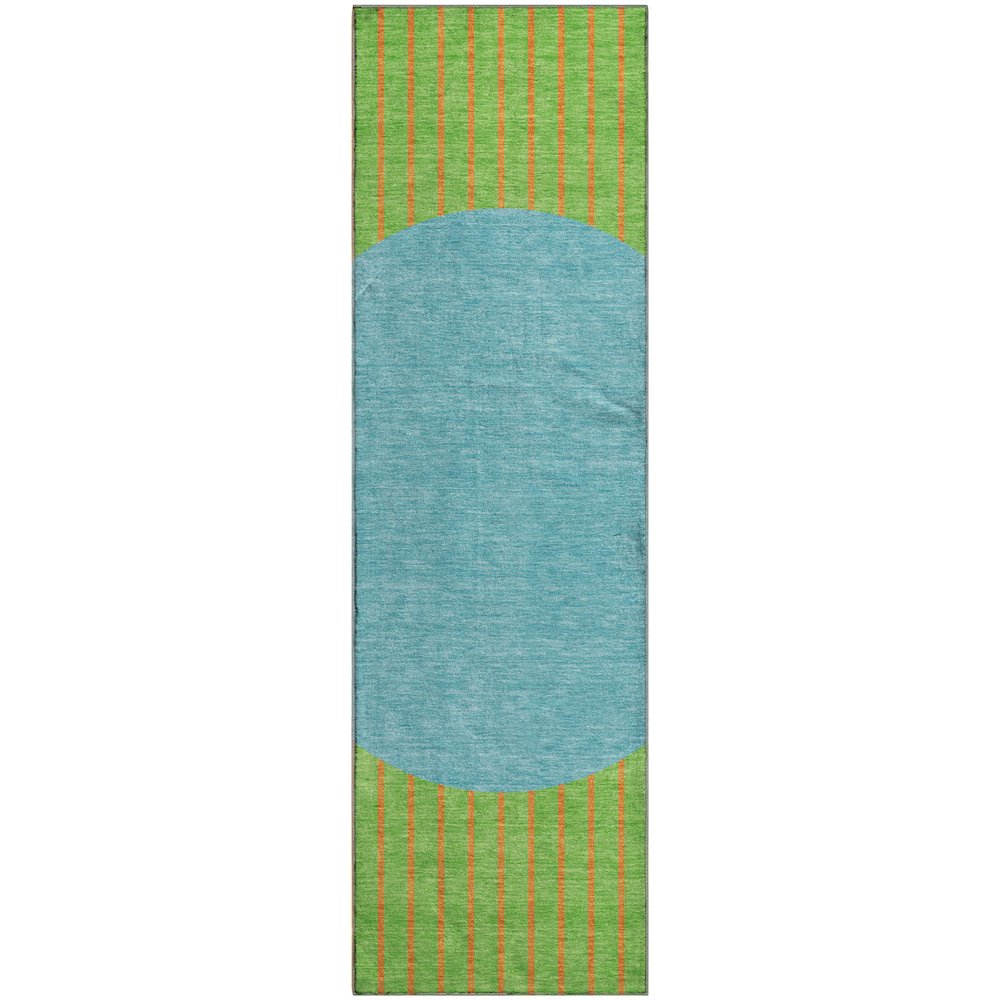 Premium Machine Washable Mayfield AMF994 Lime 2'3" x 7'6" Runner Rug. Picture 1