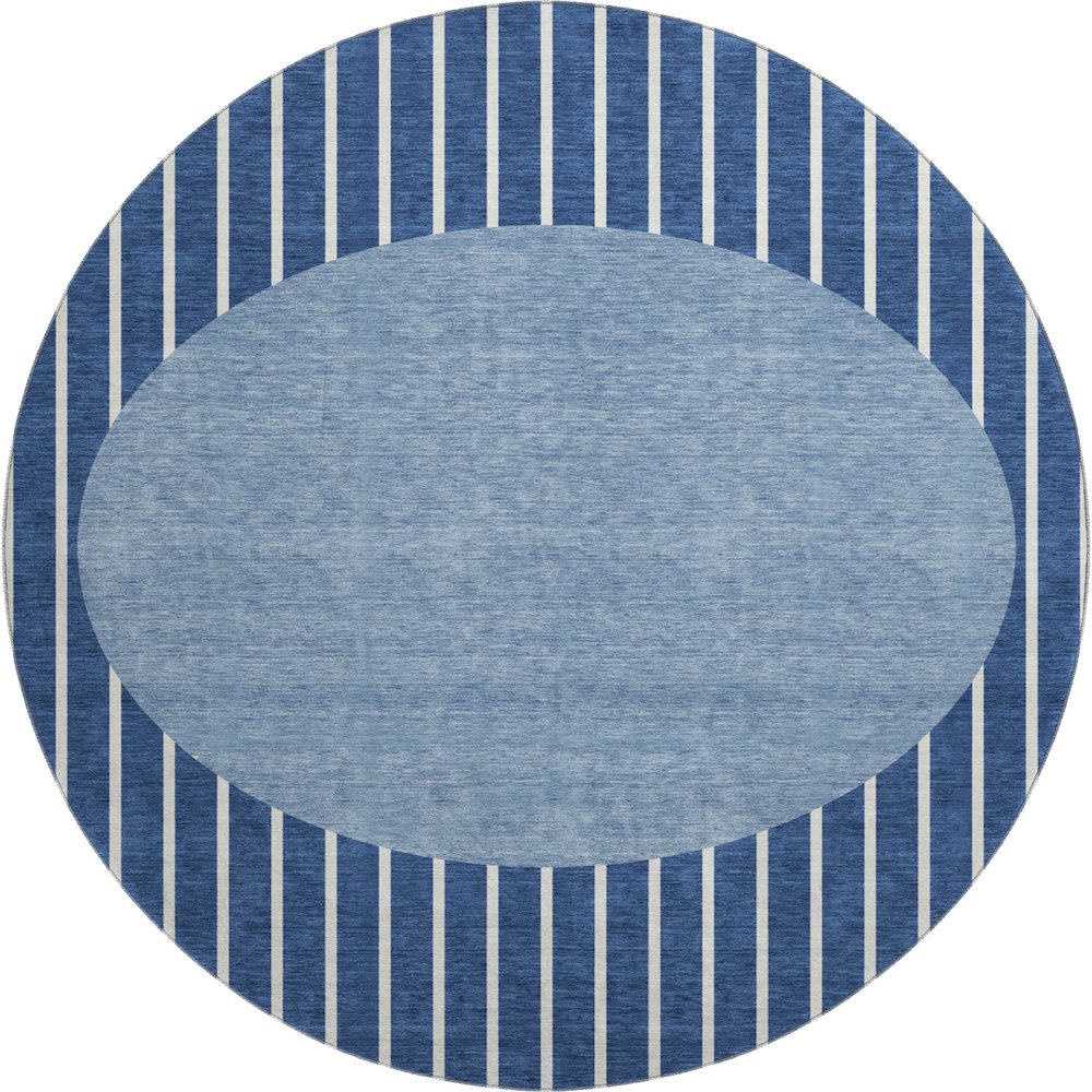 Premium Machine Washable Mayfield AMF994 Navy 8' x 8' Round Rug. Picture 1