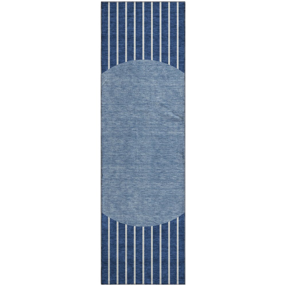 Premium Machine Washable Mayfield AMF994 Navy 2'3" x 7'6" Runner Rug. Picture 1