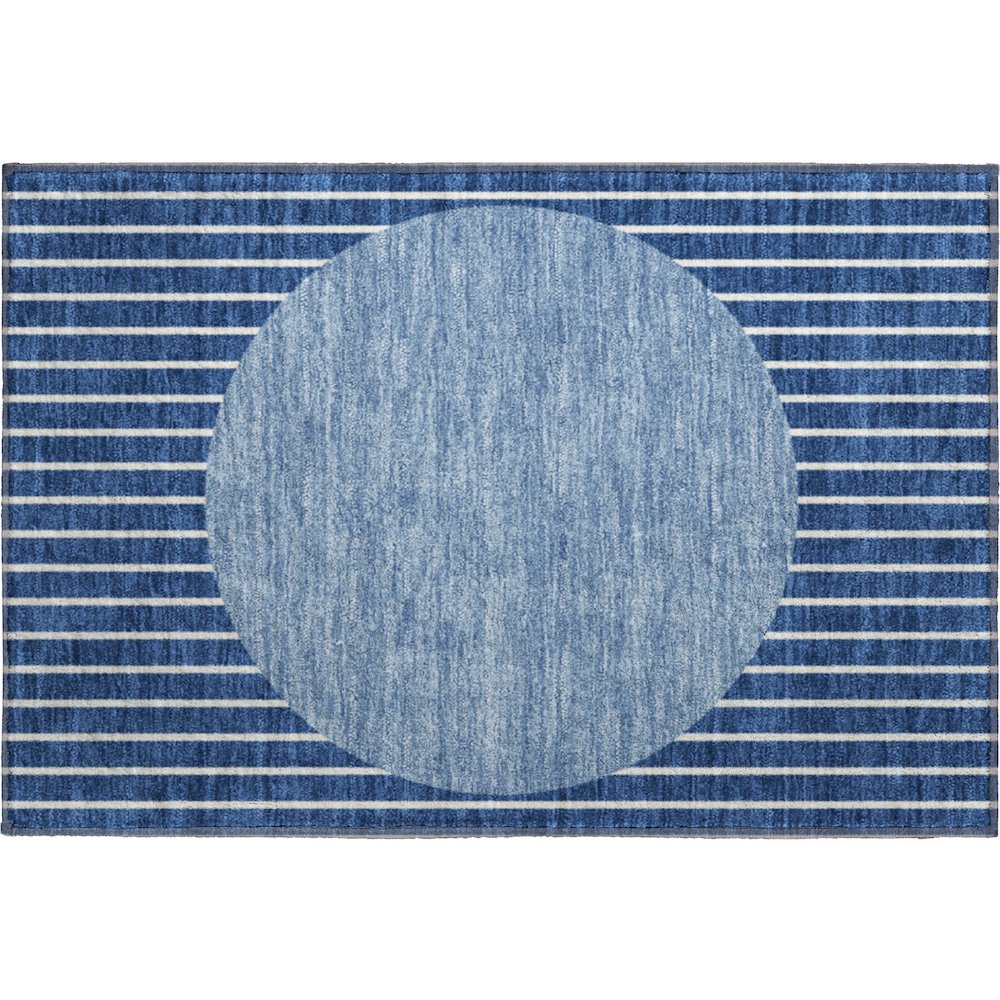 Premium Machine Washable Mayfield AMF994 Navy 1'8" x 2'6" Rug. Picture 1