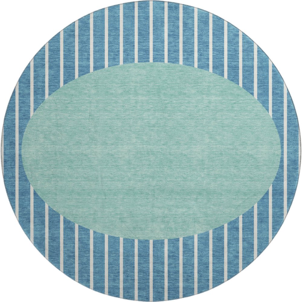 Premium Machine Washable Mayfield AMF994 Teal 8' x 8' Round Rug. Picture 1